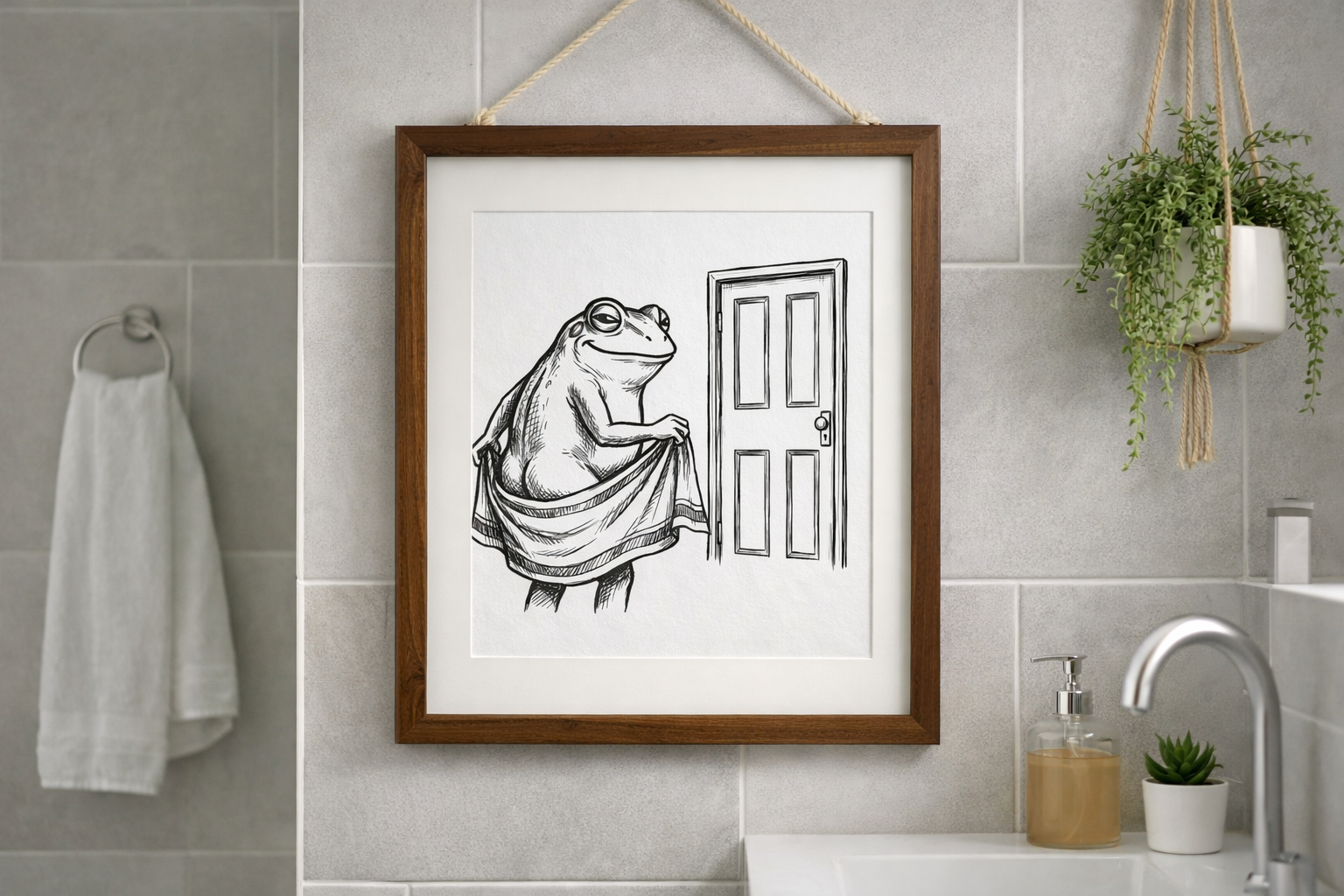 Funny Frog Bathroom Wall Art - thumbnail 2