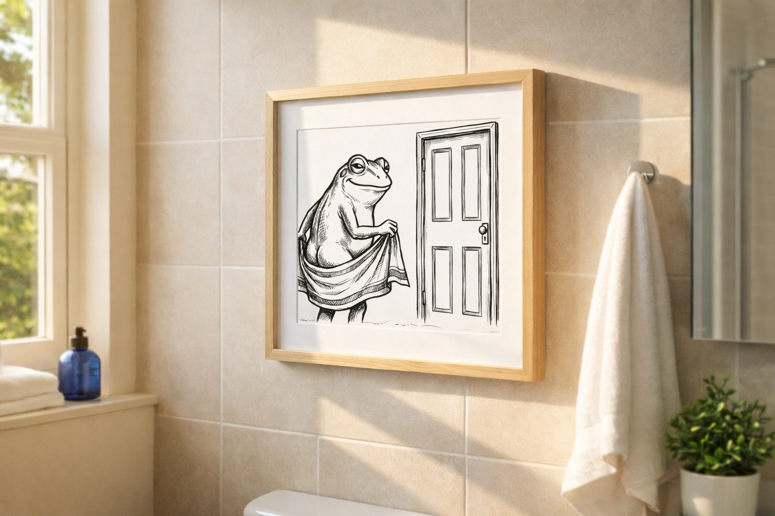 Funny Frog Bathroom Wall Art - thumbnail 3