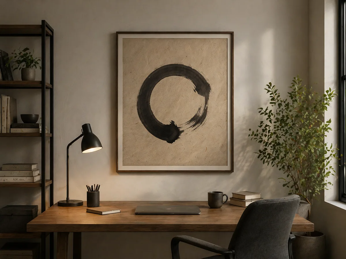 Size guide for the Enso Zen Circle Wall Art