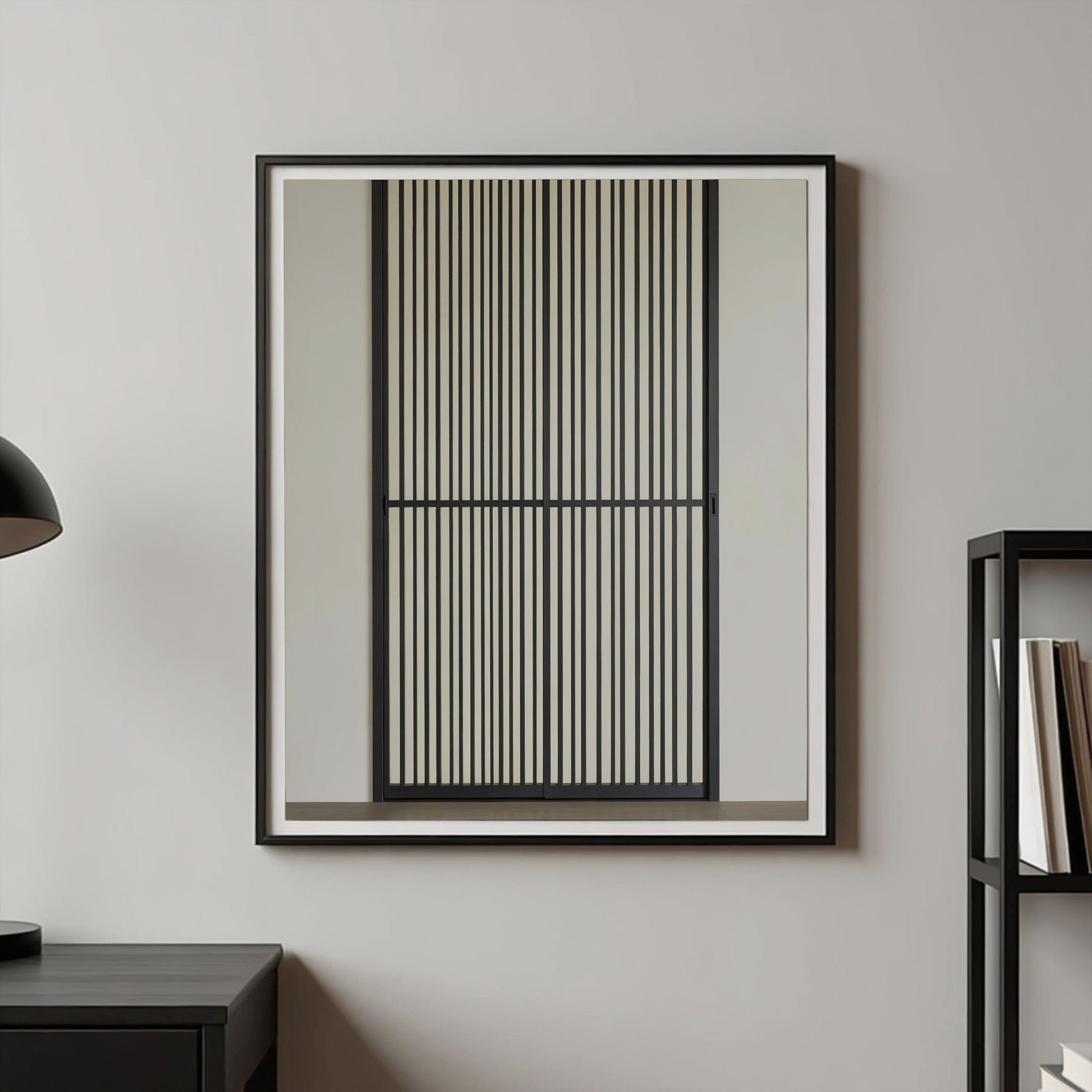 modern minimalist vertical slats hanging on a office wall